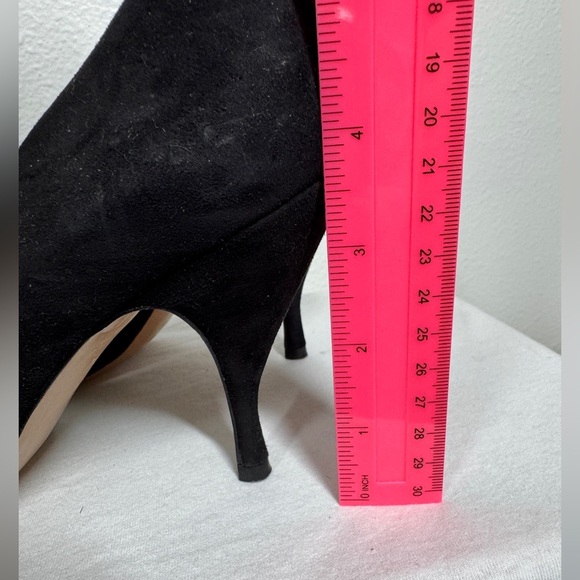 Sesto Meucci of Florence Silver Flower Black Suede Almond Toe Heeled Pump 10B - Picture 15 of 16